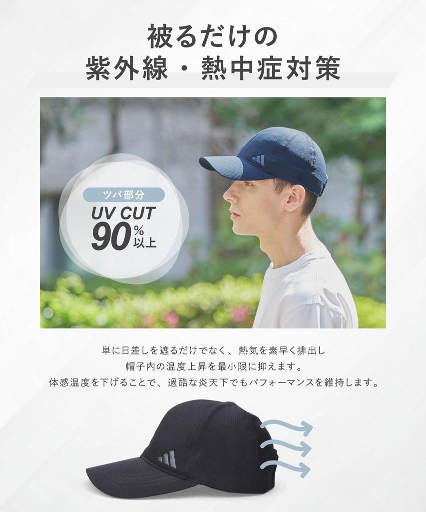 Adidas Cap UV Cut Women's Men's 57-60cm Black/White