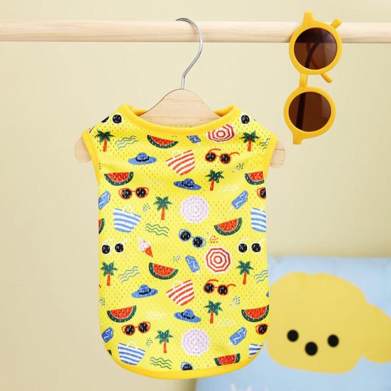 Жилет для собак с круглым вырезом и принтом ананаса без рукавов, дышащие летние рубашки для собак и щенков