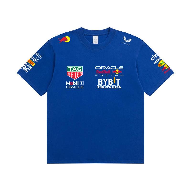 Red Bull Мужская Женская Футболка Команды Формулы-1, Летняя Хлопковая Футболка с Коротким Рукавом, Печать Спереди и Сзади, Повседневный Свободный Спортивный Топ, Разноцветная
