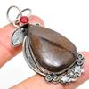 Natural Boulder Opal, Garnet Gemstone 925 Sterling Silver Pendant 2.36" S4v94