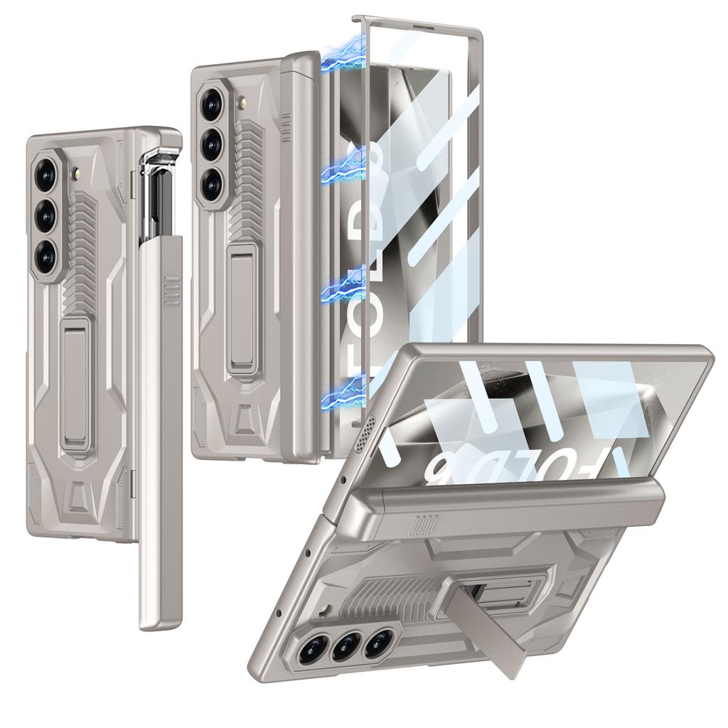 Hard Armor Hinge Protection Phone Cover for Samsung Galaxy Z Fold 6 Case with Pen Slot Bracket Screen Protector