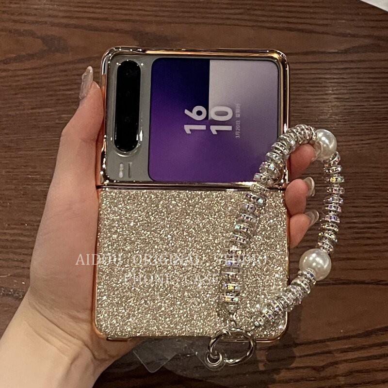 Luxury Electroplated Glitter TPU Phone Case Pura X With Mirror Stand Chain Strap - Lightweight Protective Cover