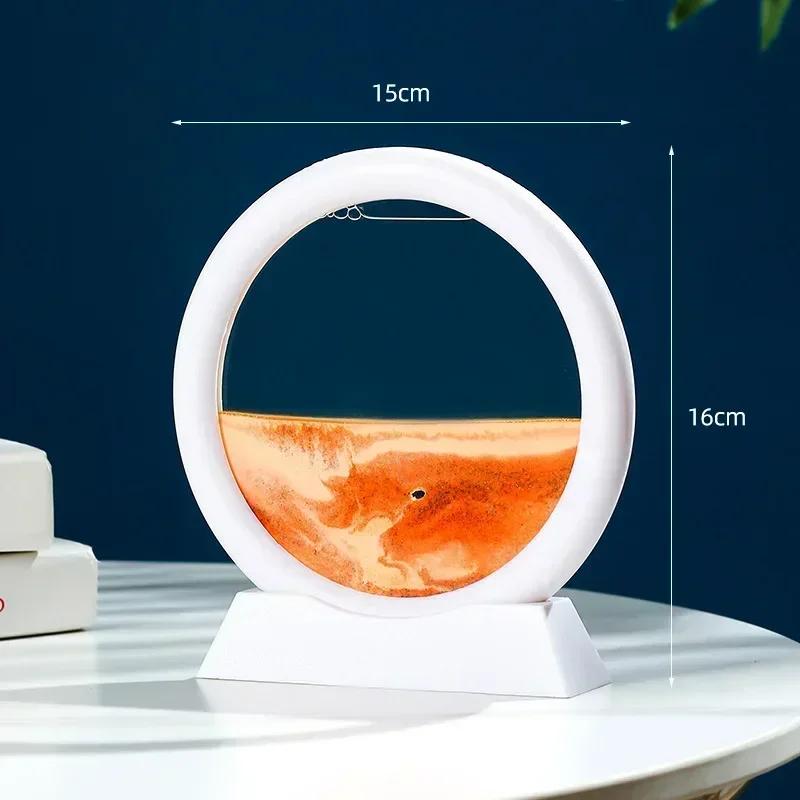 3D движущаяся песчаная художественная картина, круглое стекло, глубокий морской песчаный пейзаж, песочные часы, зыбучие пески, ремесло, текучая картина, офис, домашний декор, подарок
