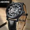 ABORNI мужские часы автоматические механические часы модные наручные часы со скелетом светящиеся водонепроницаемые мужские часы