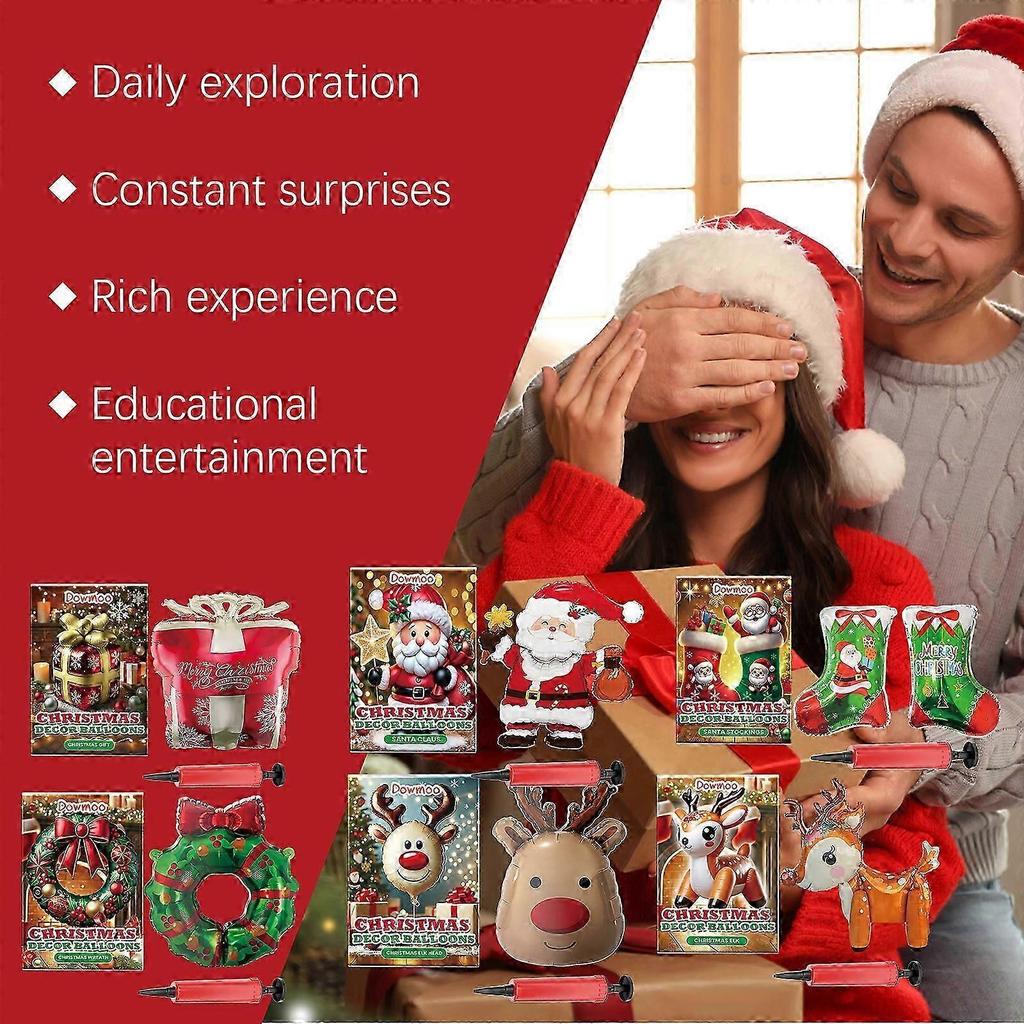 Durable Christmas Balloons Set - Santa, Reindeer & Snowman, Easy Inflate, Long-Lasting Holiday Decor