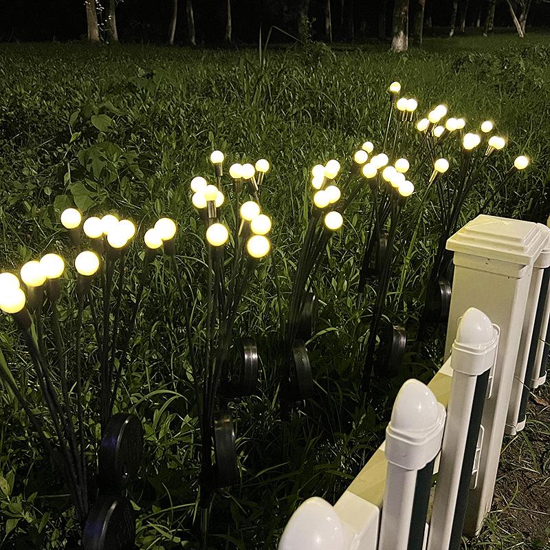 Solar Wind-Powered Firefly LED Garden Stake Lights - Waterproof Outdoor Decor