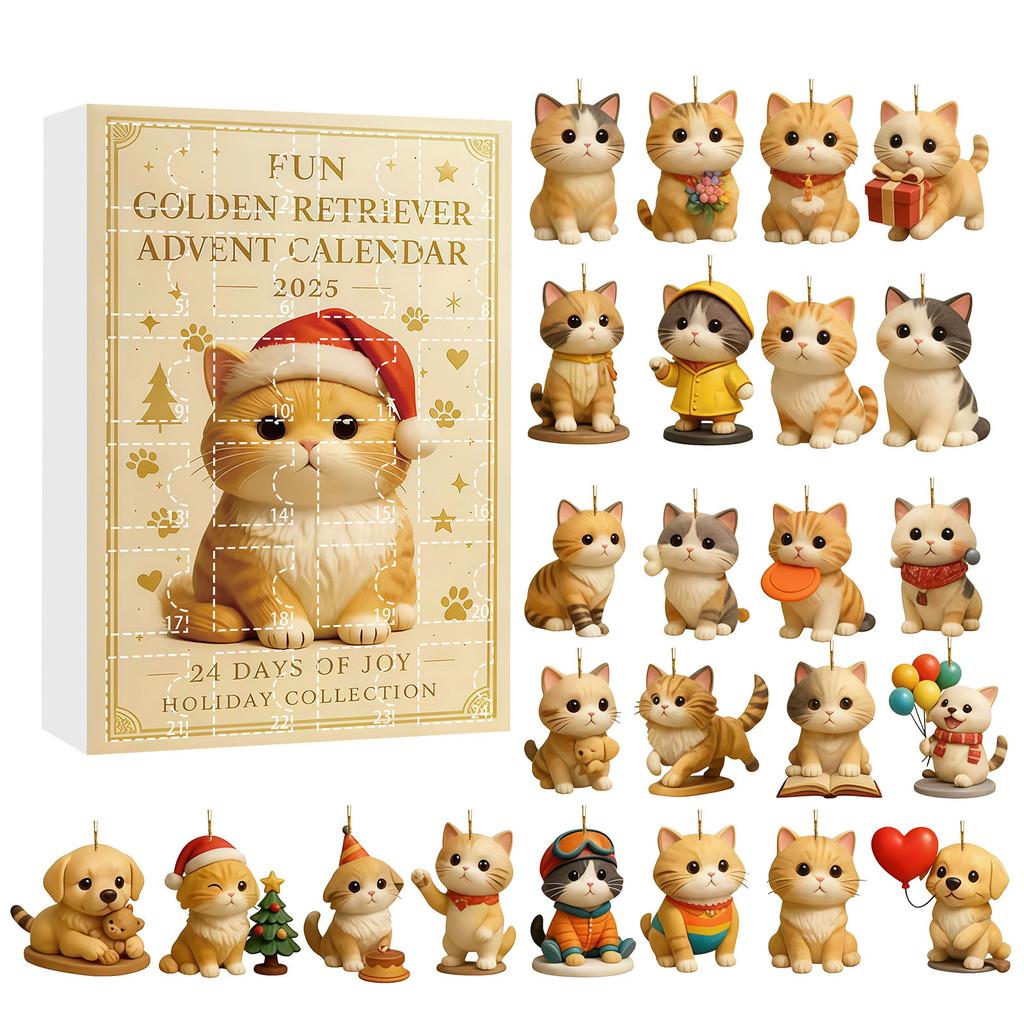 Christmas Pug Cat Horse Corgi Series Acrylic Advent Calendar With 24 Animal Figurines For Festive Decor
