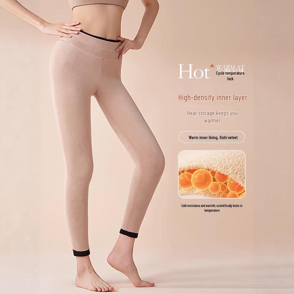 Women's Thick Fleece-Lined Wool-Blend Pants, Ideal for Winter Outdoor Wear, Extra-Warm and Cozy.