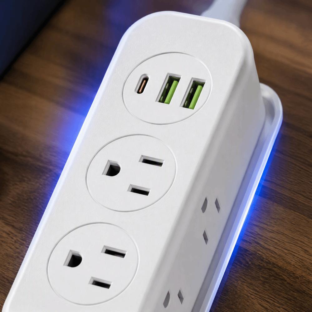 21 Holes Travel Power Strip 6 Outlet Power Strip with USB Compact Extension Cord Canada