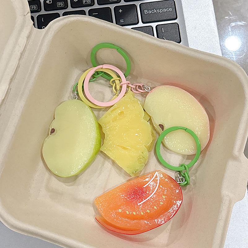 Cute Funny Keychains Summer Fruits Pendant Keyring Car Backpack School Bag Pendant For Student Friends Family Gifts