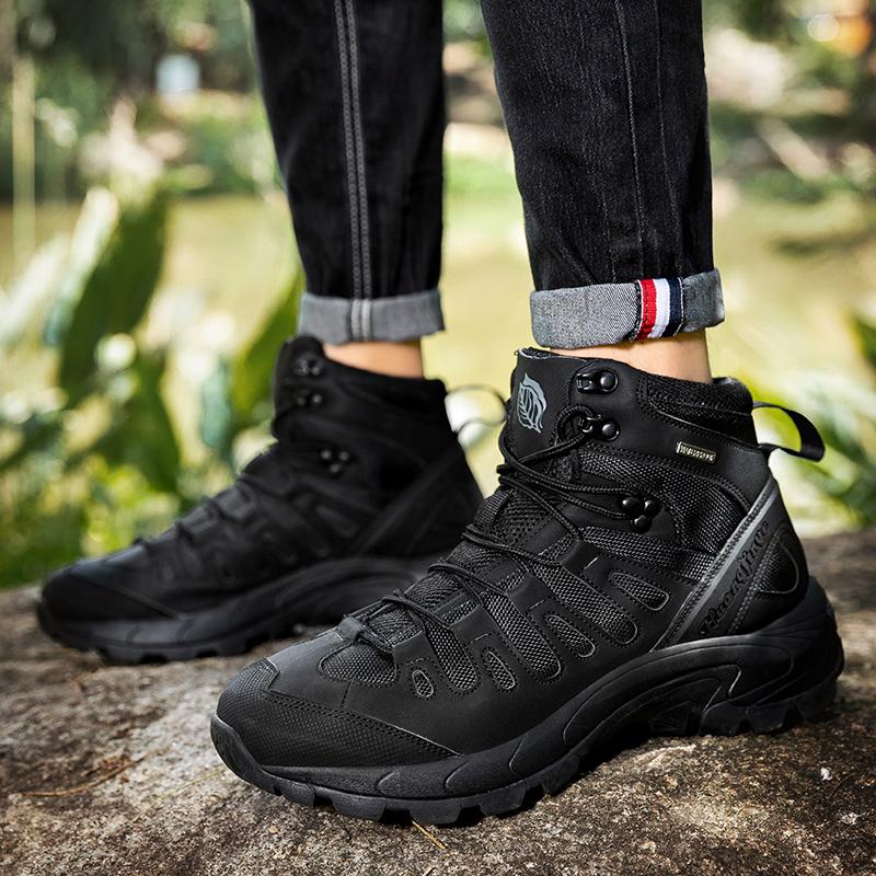 Outdoor High-top Boots Men Thick-soled Shock-absorbing Combat Boots Men Breathable Soft Wear-resistant Casual Hiking Shoes Men