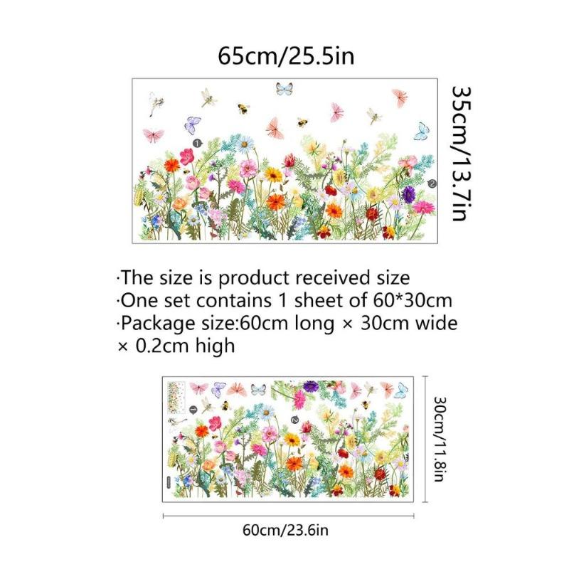Красочные цветы и бабочки Электростатическая наклейка на стену для окон