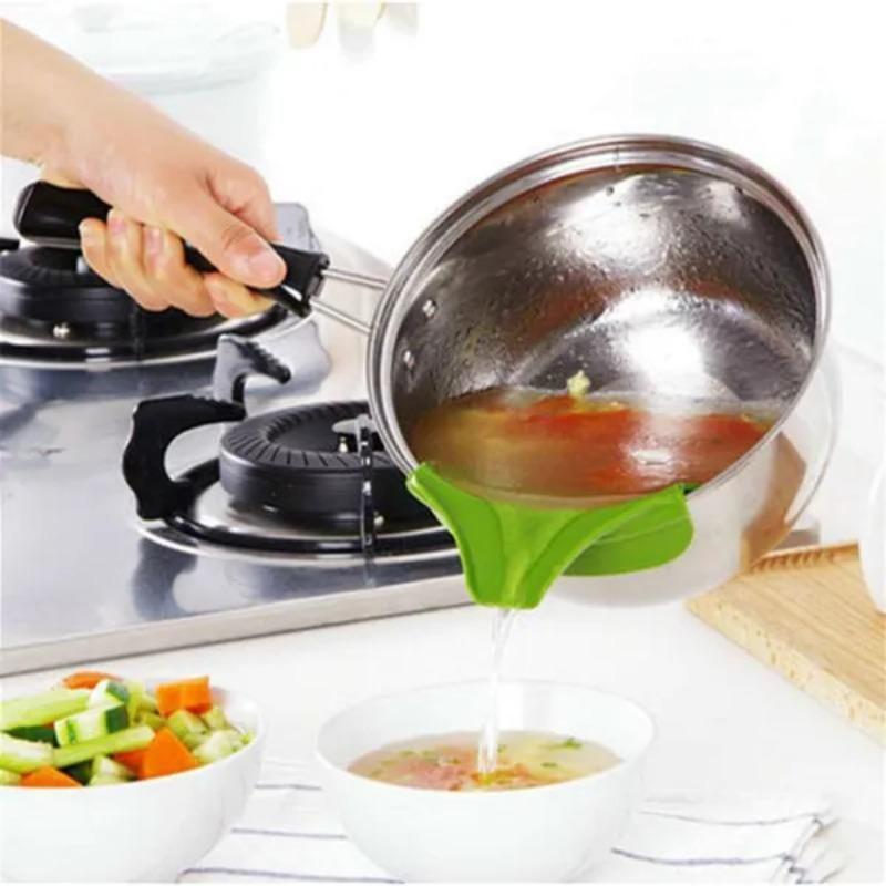 Силиконовая воронка Защита от проливания Кухонная утварь Кухонная посуда Направляющая на край Посуды Направляющая для жидкости Насадка для наливания Супа Маленький кухонный инструмент для кастрюль Сковородки и Мисок и Банки