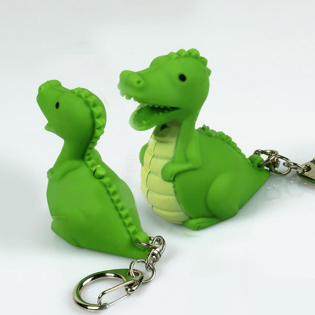 Creative LED Light Sound Cute Dinosaur Keychain Pendant Decor Key Ring Ornament