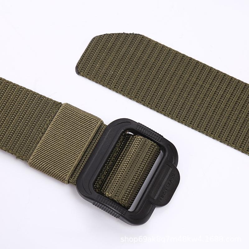 Unisex Tactical Canvas Nylon Belt with Plastic Buckle - Casual Style for Outdoor Wear