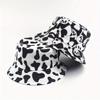 Women Reversible Black White Cow Panda Zebra Pattern Bucket Hats Fisherman Caps