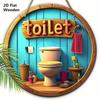Деревянная табличка для туалета с рисунком унитаза - Круглая табличка для подвесного декора на дверь туалета - Идеальное подвесное украшение для ванной