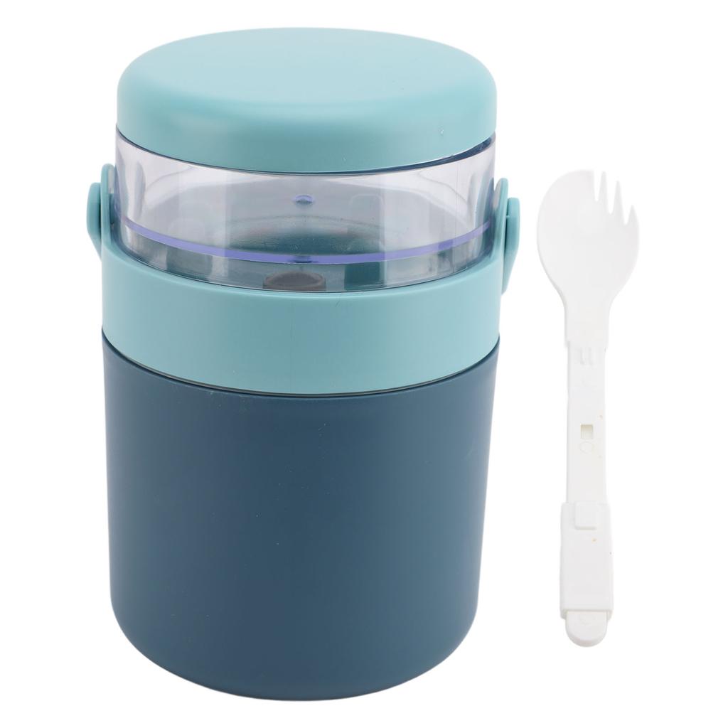 2 In 1 Insulated Food Jar Stainless Steel Leak Proof Portable Soup Jar with Snack Container for School Travel