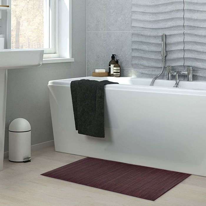 Tapis en jonc de mer marron/violet 70x110