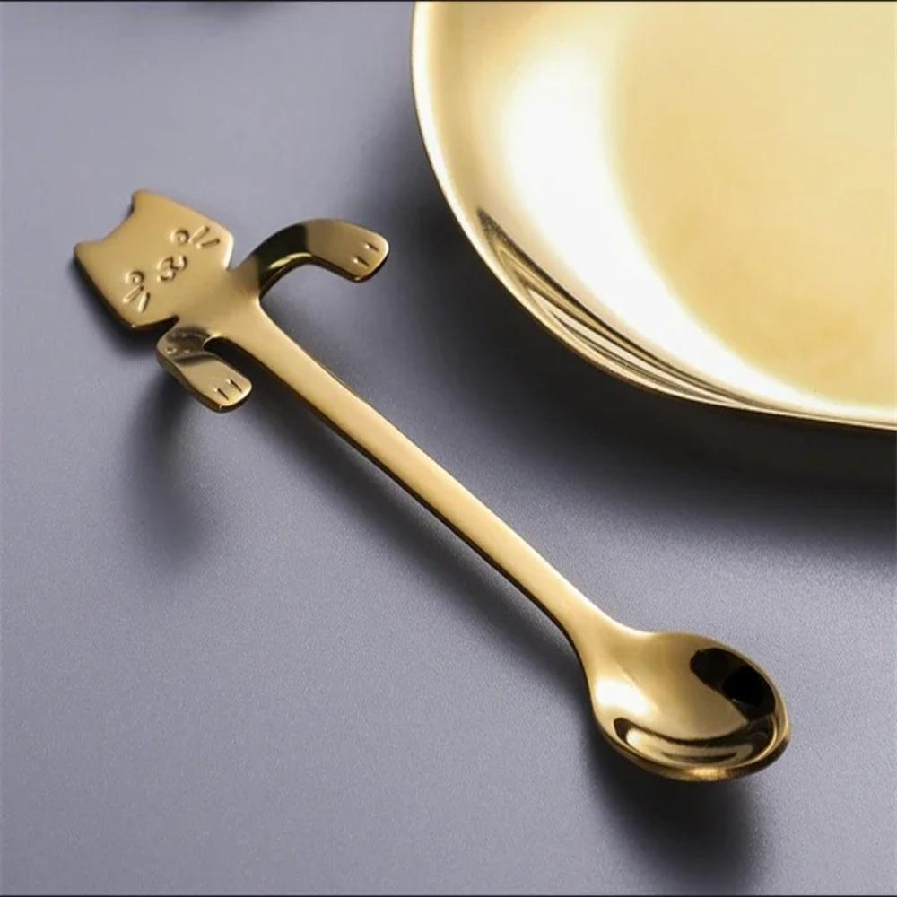 1/4pcs Cute Cat Mini Cat Coffee Spoon Cute Design Ice Cream Spoon Ice Cream Serving