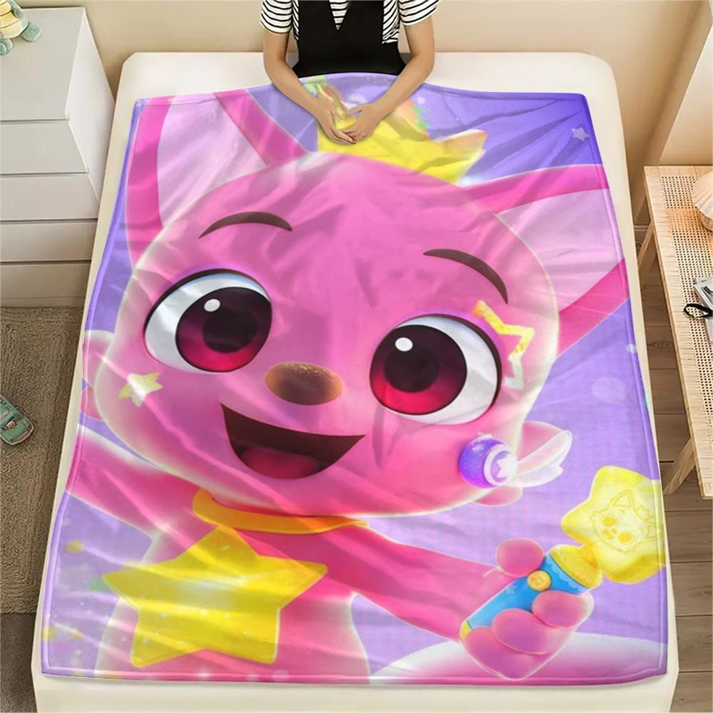 1 шт. Фланелевое одеяло с принтом Pinkfong, Высококачественное, Удобное для всех сезонов, Декор для дома, Тепло и комфорт, Идеально для рождественских подарков111