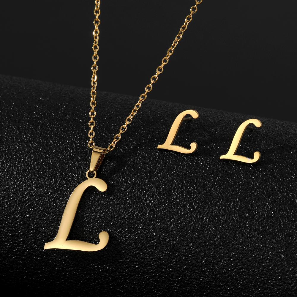 2023 Новые студенческие серьги, милые роскошные серьги-ожерелья, набор серег с буквами AZ, ожерелье, серьги, набор украшений, комплект из трех частей, серьги