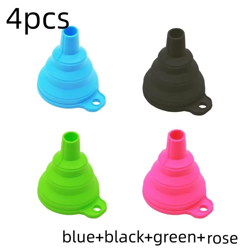 1/2/4PCS Silicone Collapsible mini Foldable Funnel  Portable Funnels for Fuel Hopper Beer Oil Kitchen Accessories Tools Items