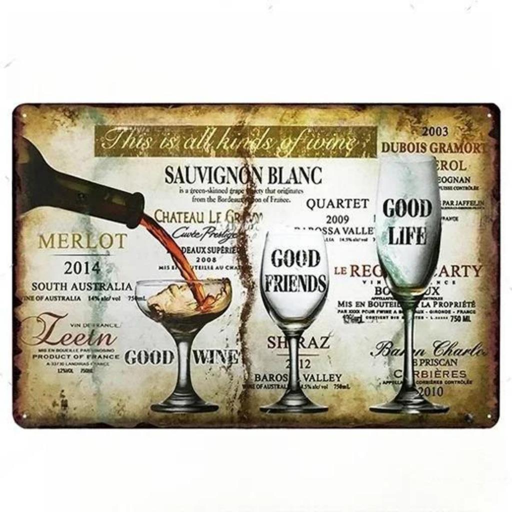 Vintage World Wine Metal Sign Plaque Whiskey Painting Alcohol Poster for Bar Club Man Cave Wall Decor Retro Pub Decoration