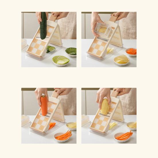 Овощерезка 4-в-1 Измельчитель продуктов Терка с лезвиями Инструмент для приготовления салатов для нарезки кубиками шинковки Безопасность Оборудование для подготовки пищи в ресторанах