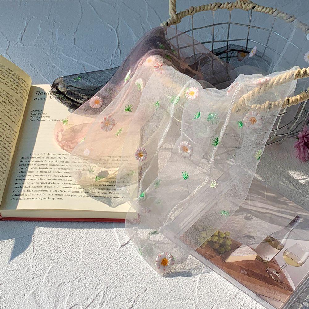 Kawaii Socks Women Summer Ultra-thin Transparent Loose Long Socks Floral Embroidery JK Lolita Sweet Girls Cute Mesh Lace Socks