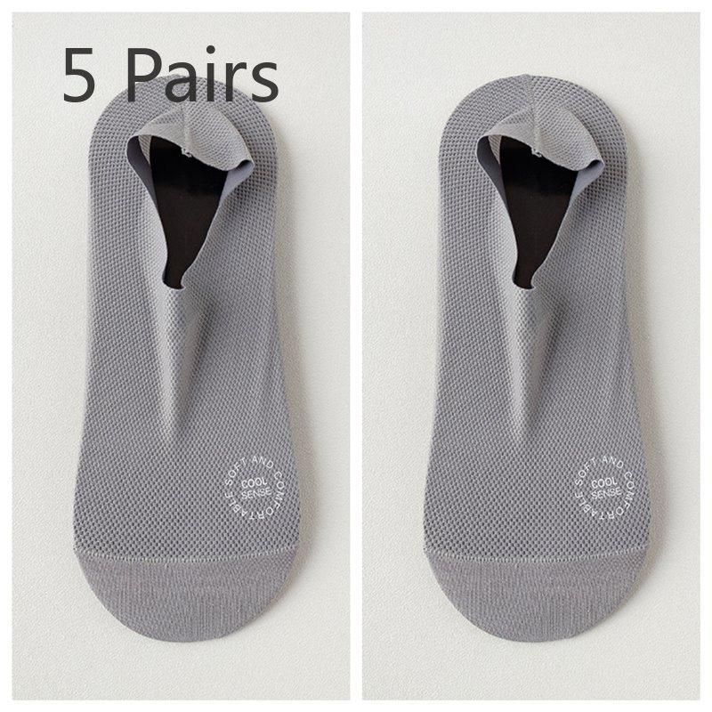 5 пар мужских летних носков из тонкой сетки с дышащей невидимой хлопковой подошвой, впитывающих пот, дезодорирующих, нескользящих, с лодочкой