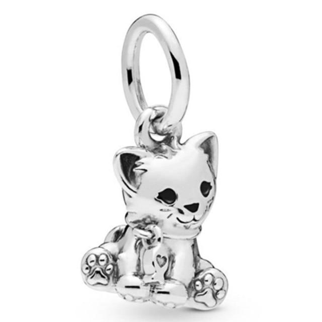 Silver Animal Cat Panda Rabbit Rabbit Lion Owl Unicorn Horse Jewelry Pendant Bracelet DIY Fit Original Bracelet