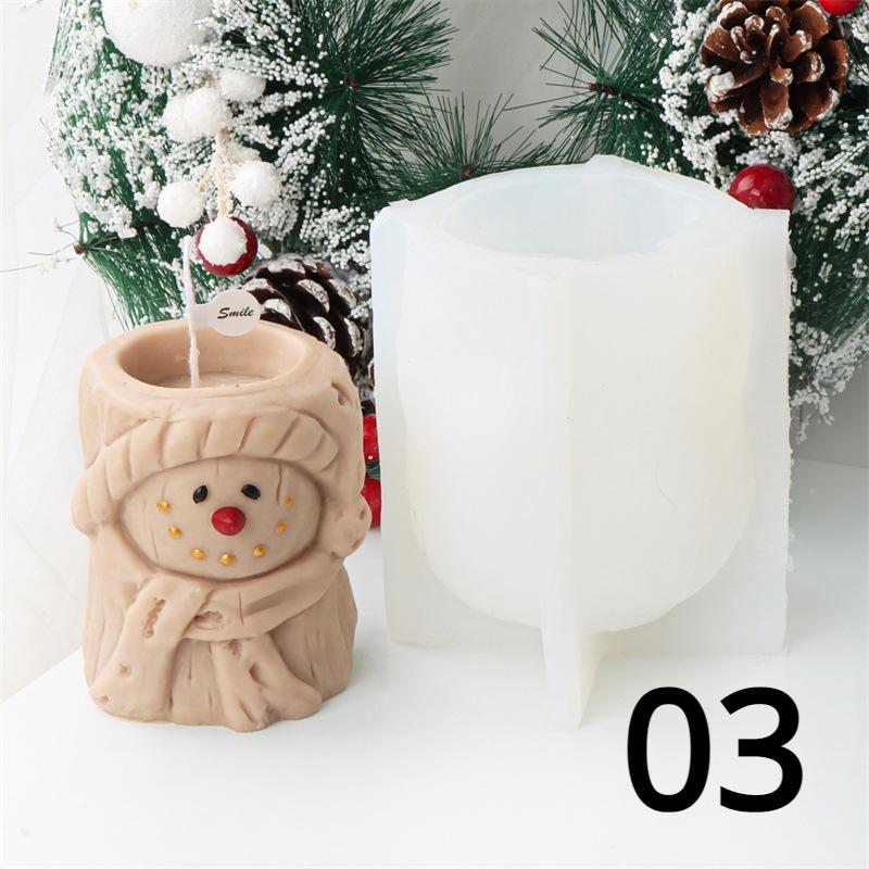 Творческий 3D пень дерева Свеча Силиконовая форма лось снеговик пень дерева Силиконовая форма рождественские украшения формы подарки новые