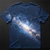 Men's Crew Neck 3D Print T-Shirt, Dark Blue Galaxy Starry Night Milky Way Space Graphic Casual Short Sleeve Tee