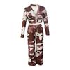 Женский комплект модный камуфляжный принт повседневный сексуальный короткие топы повседневные рабочие брюки комплект из 2 предметов