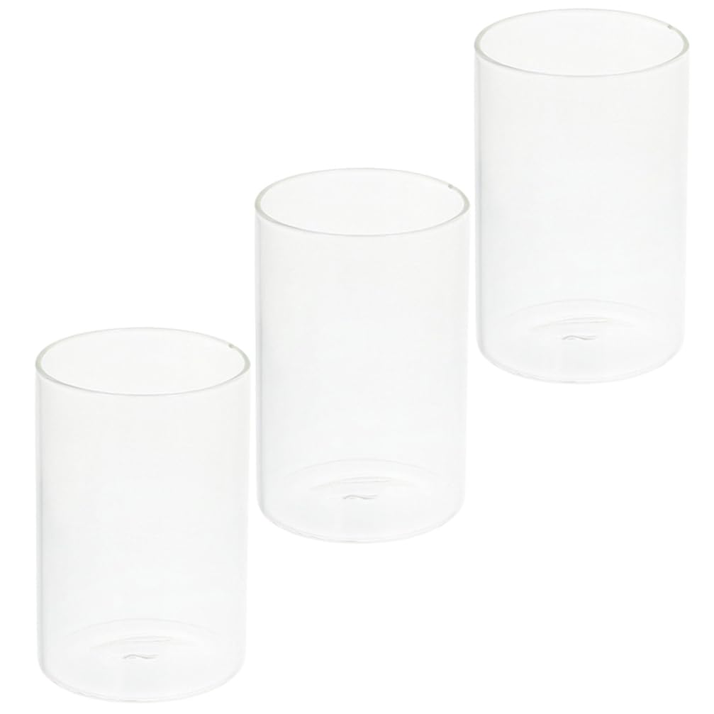 Luxshiny 3-Piece Glass Candle Holder - 6.5cm Clear Cylinder Candle Cups for Pillar Candles, Wedding Centerpieces & Home Decor (Clear)