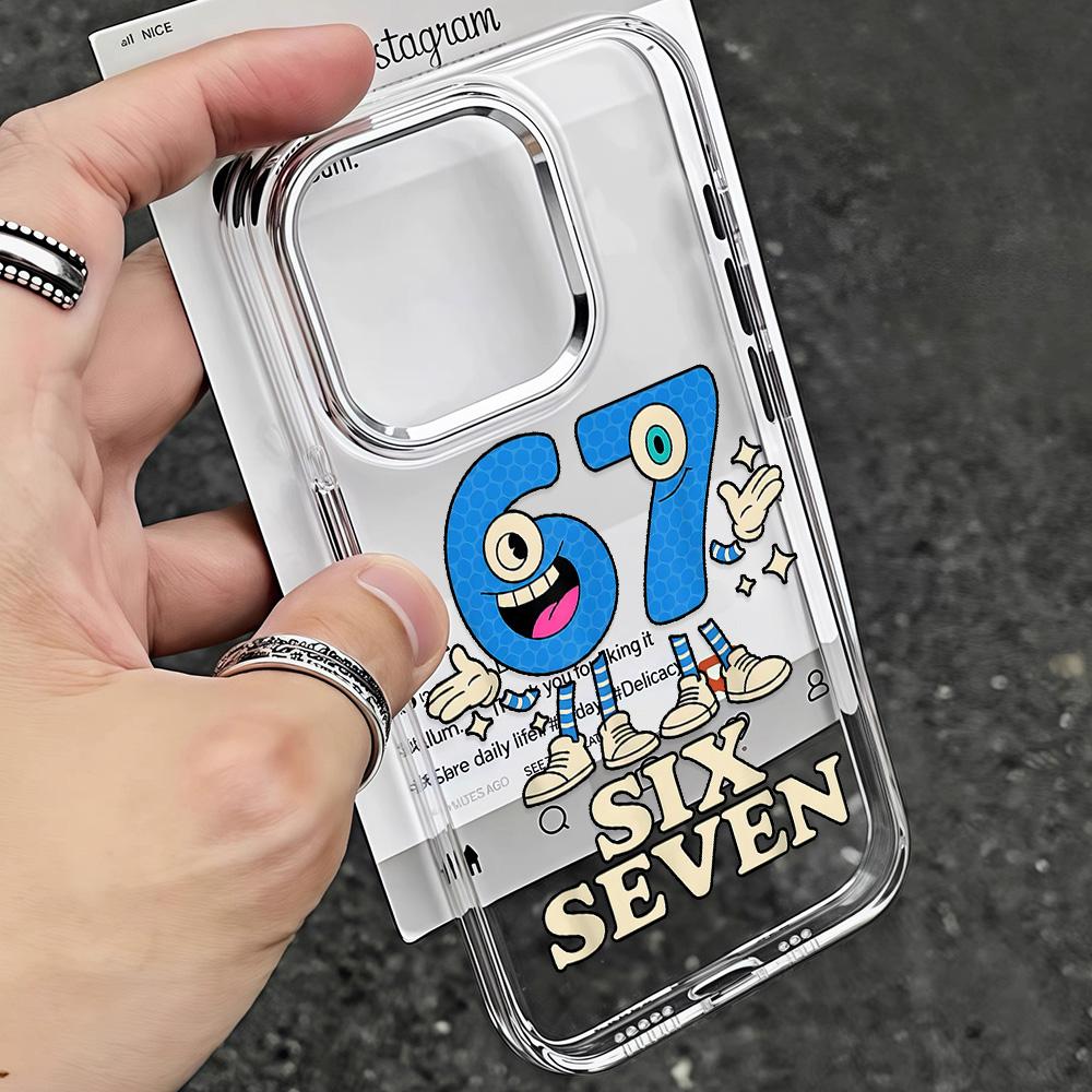 Luxury Six Seven 67 Hot Phone Case For Samsung Galaxy S25 S24 S23 S22 S21 S20 Note20 FE Ultra Edge Plus 4G 5G Transparent Cover