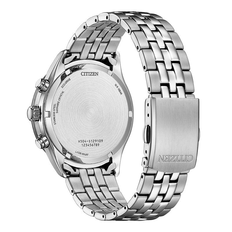 Citizen Мужские часы AT2570-56E с солнечной батареей, кварцевым механизмом, стальным ремешком, черным циферблатом и дизайном с тремя циферблатами
