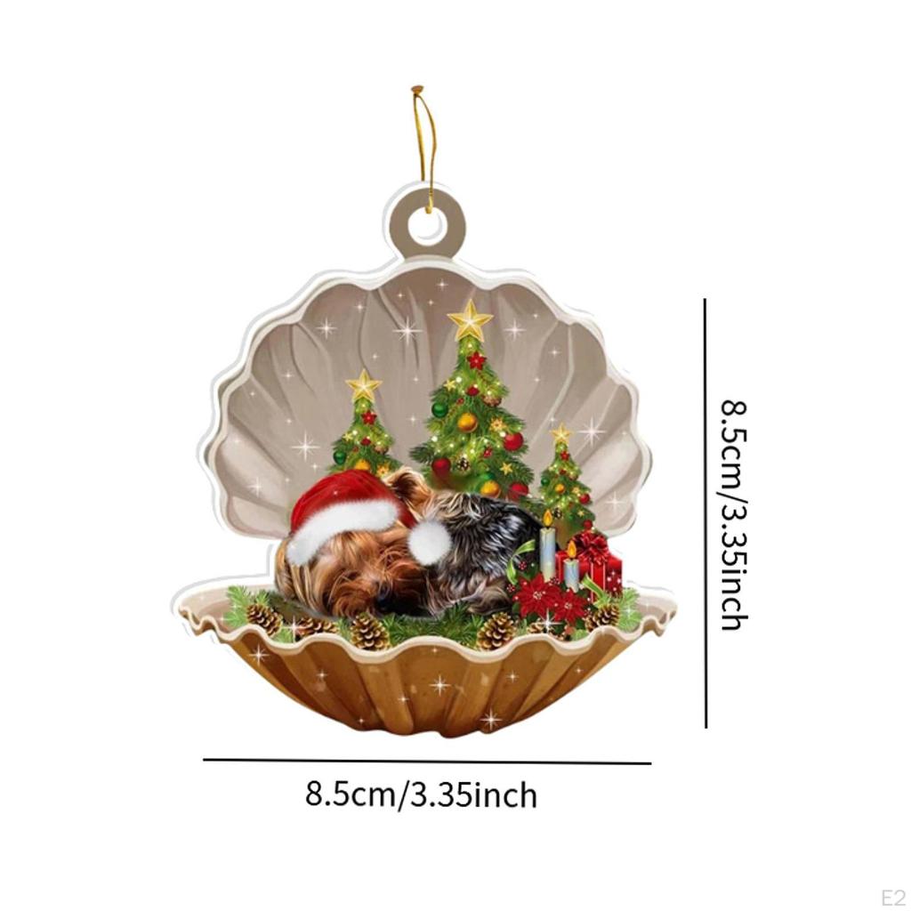 Christmas Tree Hanging Ornament Acrylic Pendant Car Photo Prop Sleeping Puppy Charm for Winter