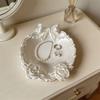 1Pc 3D Printed Pearl White Bow Rose Tray Vintage Embossed French Light Luxury Jewelry Storage Tray Dressing Table Decorative Plate, Rose Bow