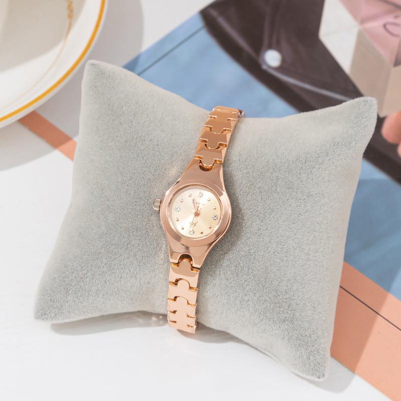 Womens Miniature Round Quartz Wristwatch With Alloy Band And Elegant Design