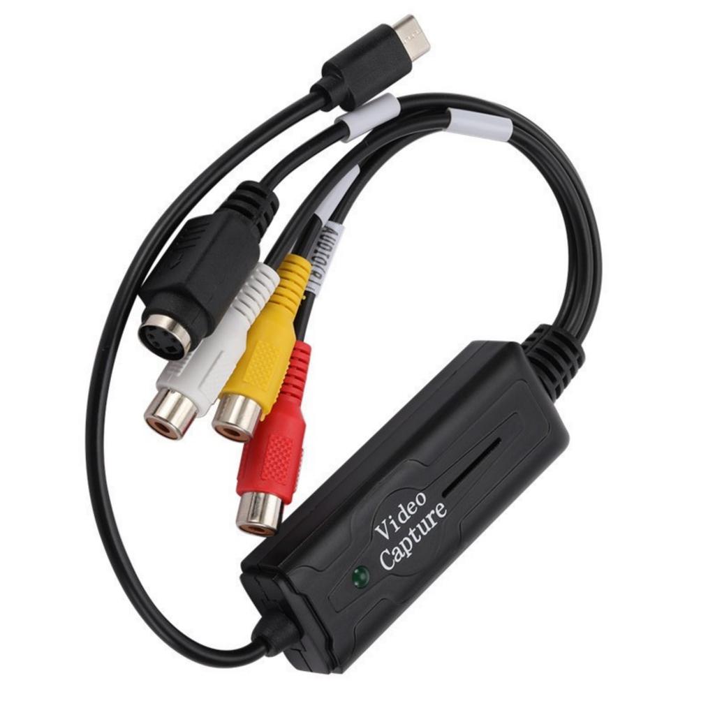 S Video to USB Type C Cable Adapter Converters Video Capture Card Adapter PC Cable for NTSC Capture Device