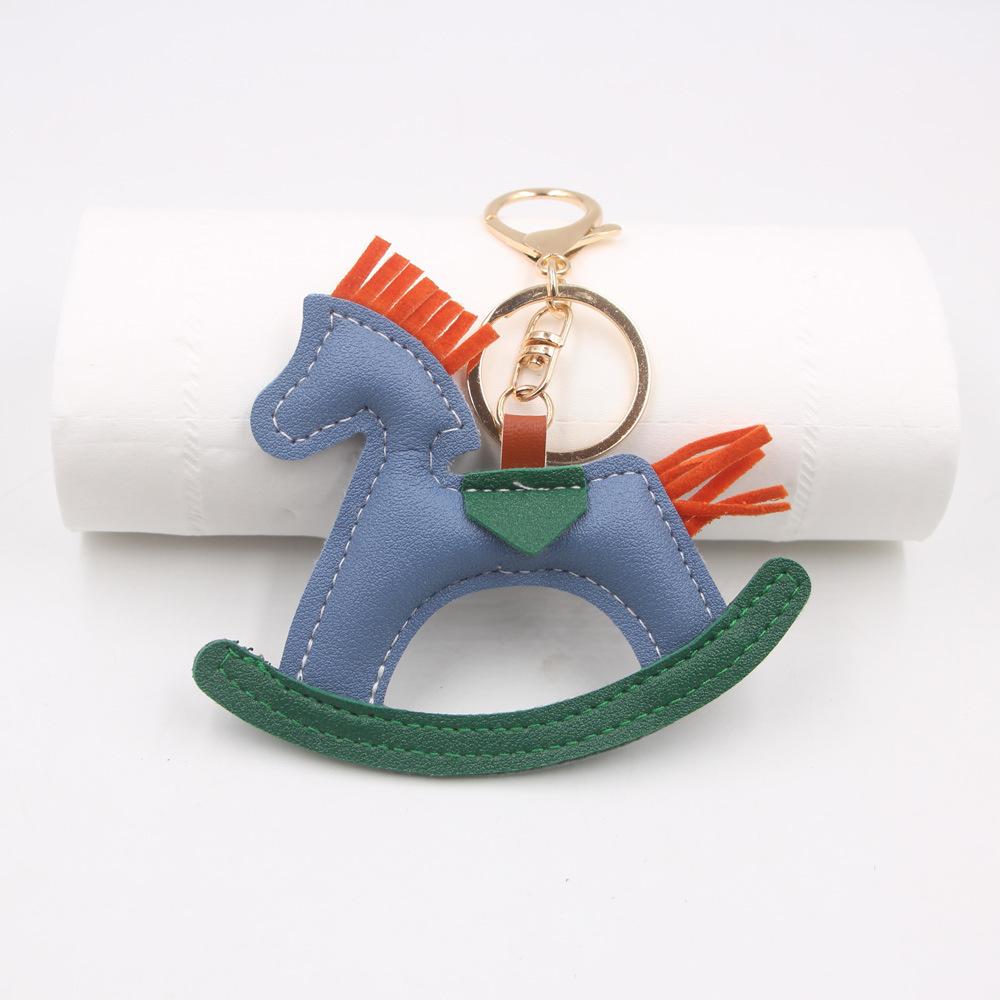 Креативная подвеска на рюкзак в виде качающейся лошади, подвеска для автомобиля, карусель, брелок в виде пони с хлопковым наполнителем, ювелирная цепочка