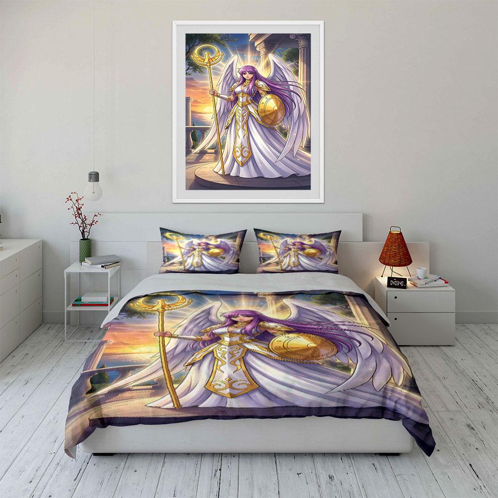 Winged warrior with staff. Bedding sets Duvet cover sets Duvet covers Pillowcases(1 * Duvet Cover 2 * Pillowcases without duvet insert)