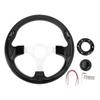 Steering Wheel Universal 13in Racing Style PU Aluminum Comfortable Grip 6 Hole Car Steering Wheel with Horn Button