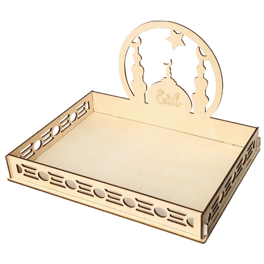 Деревянное художественное оформление подноса посуды для вечеринки в Ид Мубарак