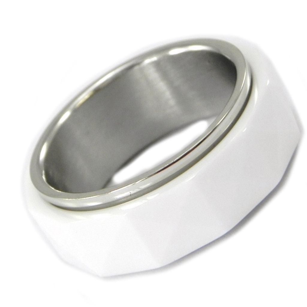 Авторское кольцо 'Mineralia' белая керамика