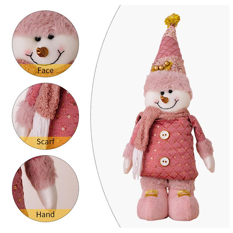 Рождественская розовая кукла олень снеговик Санта-Клаус телескопическая плюшевая кукла рождественские украшения 2024 рождественский детский подарок фестиваль декор