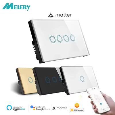 Melery Matter Thread WiFi Умный настенный выключатель света Сенсорный сенсор Стеклянная панель Пульт дистанционного управления Alexa Google Home Siri Homekit SmartThings
