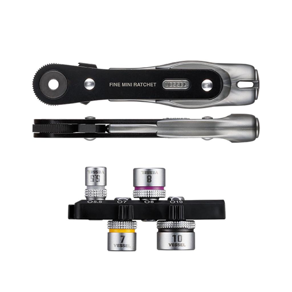 VESSEL Fine Mini Ratchet Straight with 4 Ultra-Thin Driver, Type, Sockets, TD-26